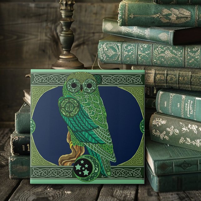 Celtic Green Owl Tile (Creator Uploaded)