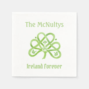 Celtic Green Watercolor Shamrock Napkin