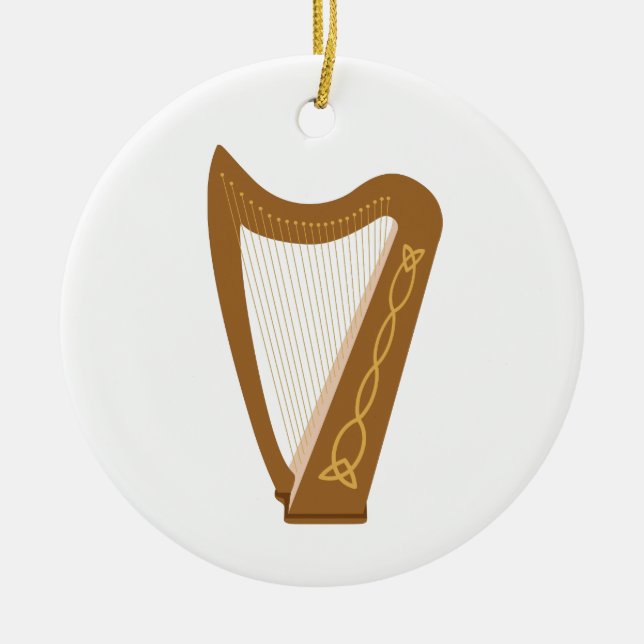 Celtic Harp Ceramic Ornament (Front)