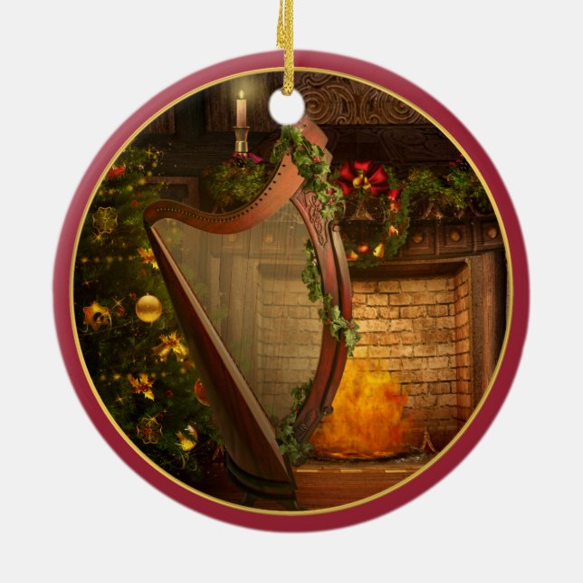 Celtic Harp Christmas Ornament (Back)