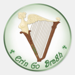 Celtic Harp Classic Round Sticker