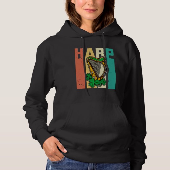 Celtic Harp Instrument Plucked String Harpist Musi Hoodie (Front)