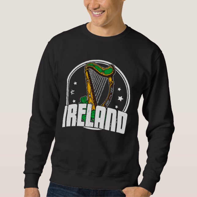 Celtic Harp Instrument Plucked String Harpist Musi Sweatshirt (Front)