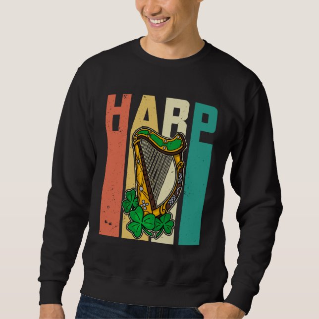 Celtic Harp Instrument Plucked String Harpist Musi Sweatshirt (Front)