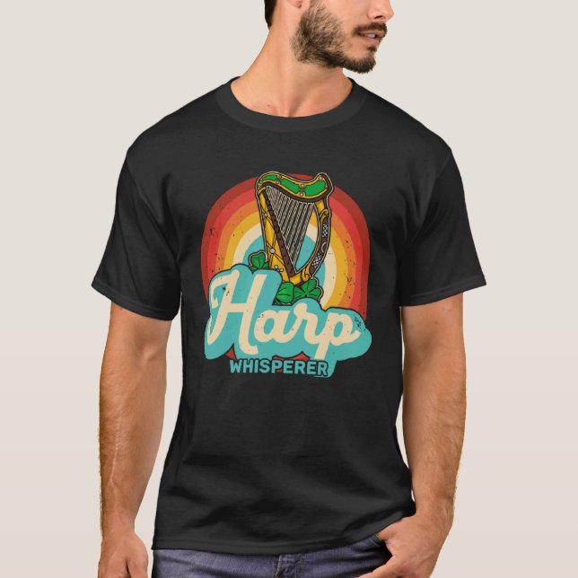 Celtic Harp Instrument Plucked String Harpist Musi T-Shirt (Front)