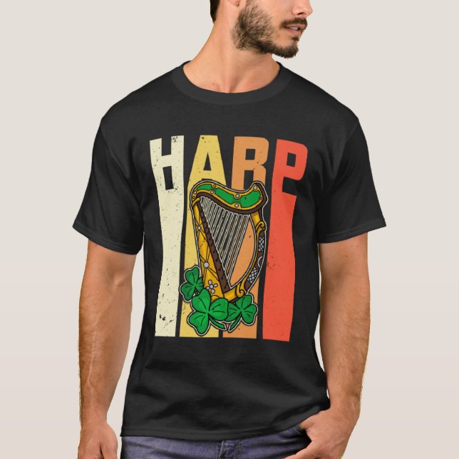 Celtic Harp Instrument Plucked String Harpist Musi T-Shirt (Front)