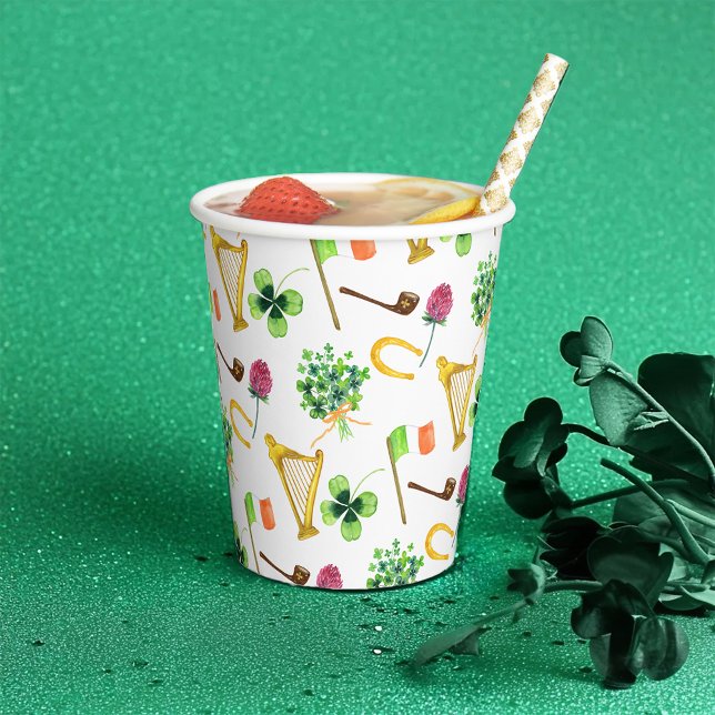 Celtic Harp St. Patrick's Day Pattern  Paper Cups (Creator Uploaded)