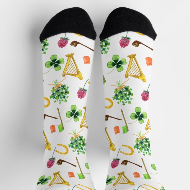 Celtic Harp St. Patrick's Day Pattern  Socks (Top)
