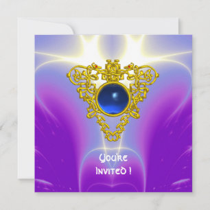 CELTIC HEART,  bright blue,purple violet Invitation