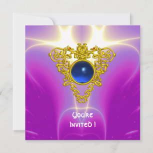 CELTIC HEART, bright blue,purple violet pink Invitation