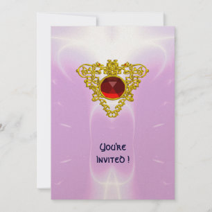 CELTIC HEART,  bright red,pink violet gold Invitation
