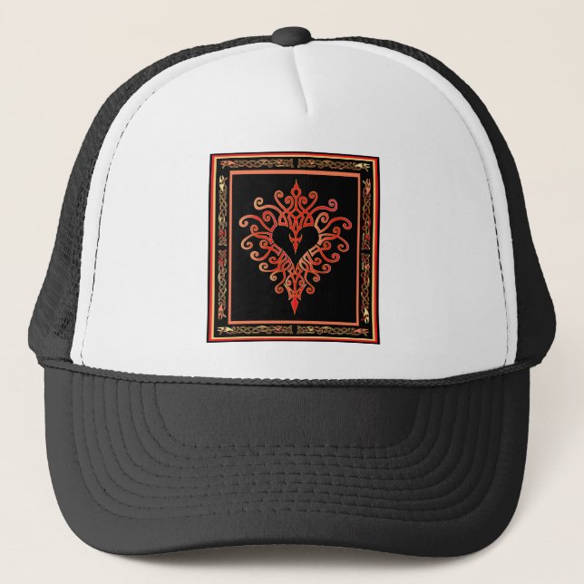 Celtic Heart Cross Trucker Hat (Front)