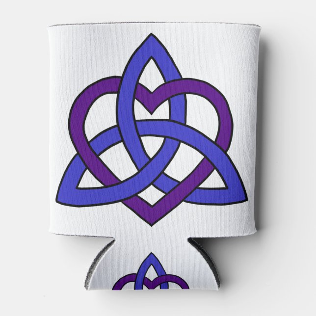 Celtic Heart Knot (Blue Purple variant) Can Cooler (Front)