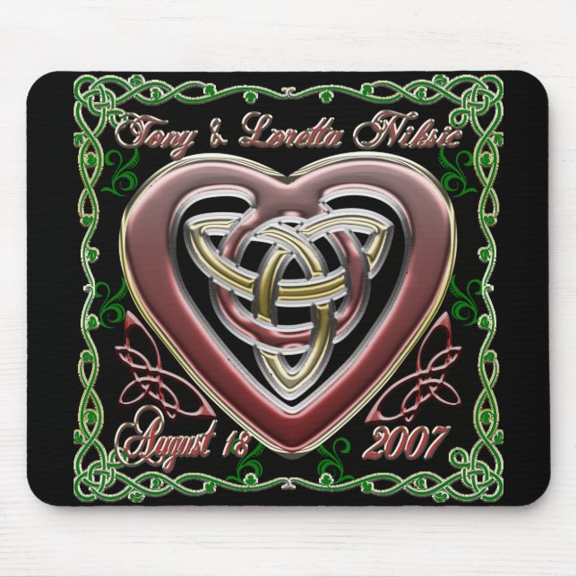 Celtic Heart Wedding/Anniversary Design Mousepad (Front)