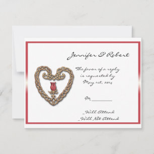 Celtic Heart with a Red Rose Response Card