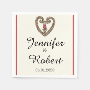 Celtic Heart with a Red Rose Wedding Napkin