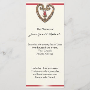 Celtic Heart with red Rose Wedding Program
