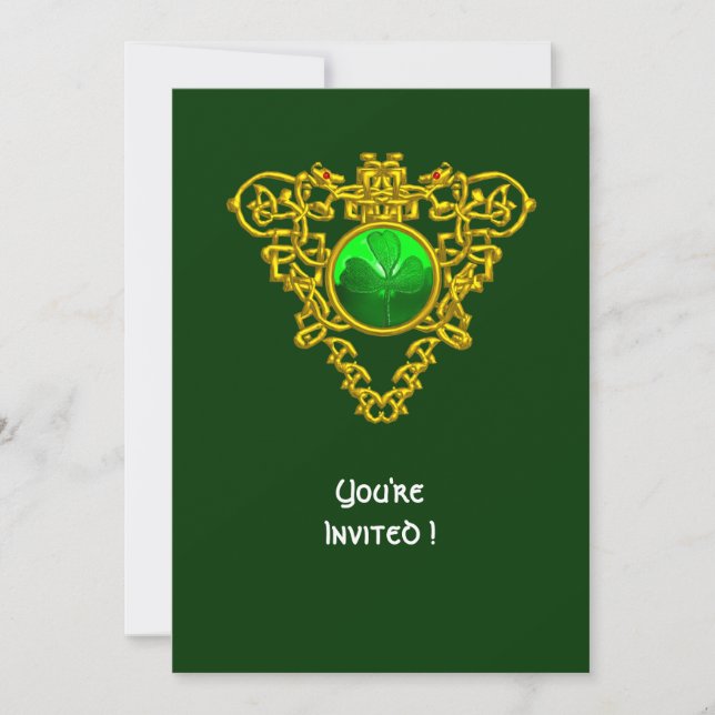 CELTIC HEART WITH SHAMROCK ST PATRICK'S DAY PARTY INVITATION (Front)