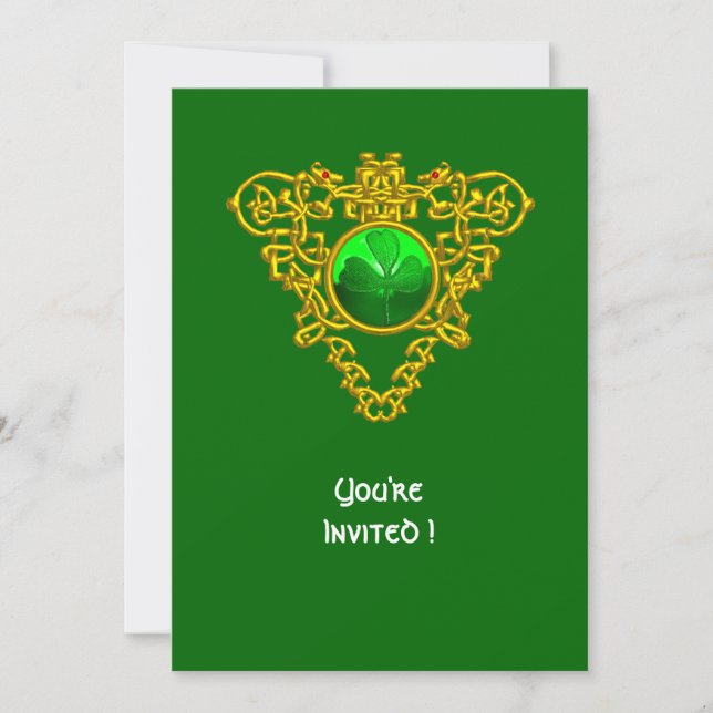 CELTIC HEART WITH SHAMROCK ST PATRICK'S DAY PARTY INVITATION (Front)