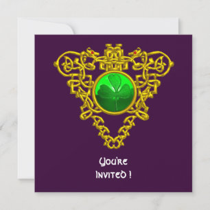 CELTIC HEART WITH SHAMROCK ST PATRICK'S DAY PARTY INVITATION