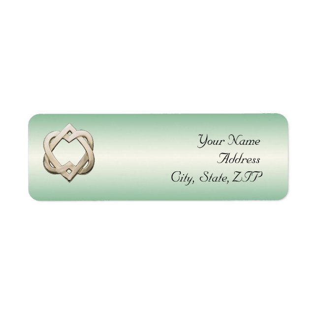 Celtic Hearts on Green Gradient Return Address Label (Front)