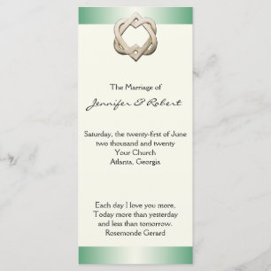 Celtic Hearts on Green Gradient Wedding Program