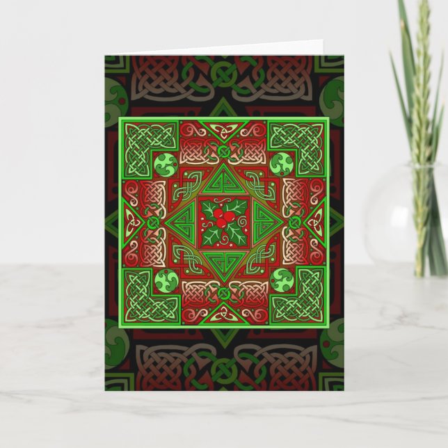 Celtic Holly Labyrinth Card (Front)