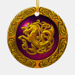 Celtic Horse Design Ceramic Tree Decoration