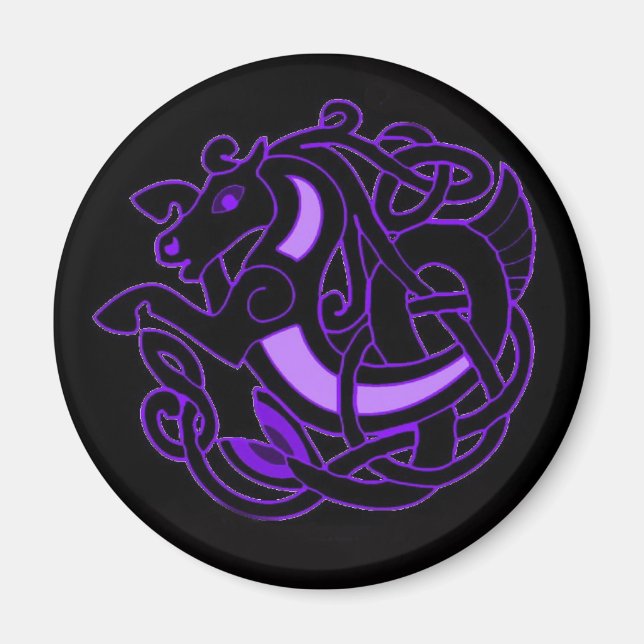 Celtic Horse Knot - Purple + Black Magnet (Front)