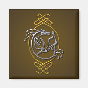 Celtic Horse Knotwork - Silver & Gold Magnet