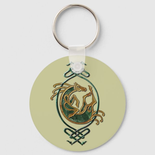 Celtic Horse Knotwork - Stone Key Ring (Front)