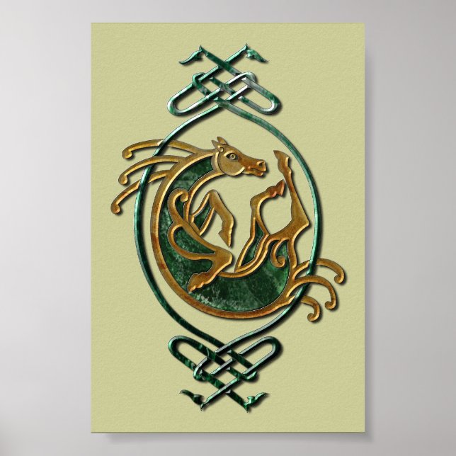 Celtic Horse Knotwork - Stone Poster (Front)