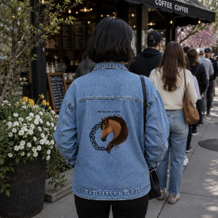 Celtic Horse Yellow Knotwork Circle Mythic Equine Denim Jacket
