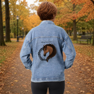 Celtic Horse Yellow Knotwork Circle Mythic Equine Denim Jacket