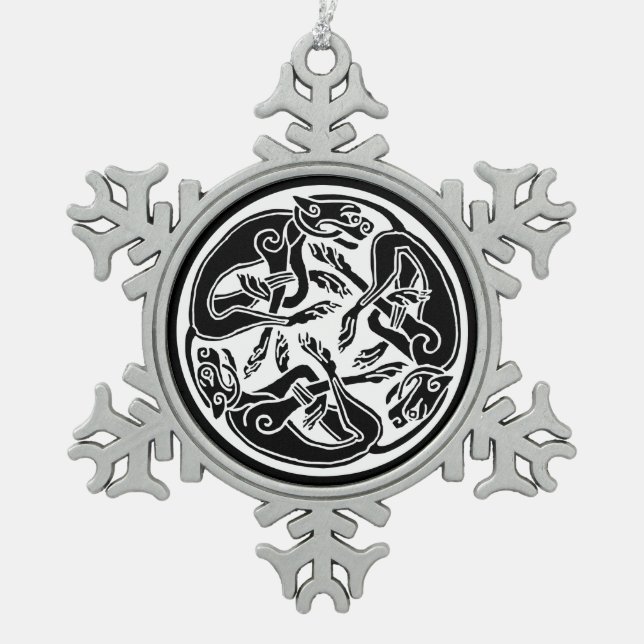 celtic hounds pewter ornament (Front)