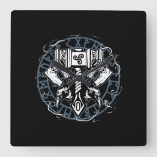 Celtic Huginn And Muninn Raven Viking Square Wall Clock