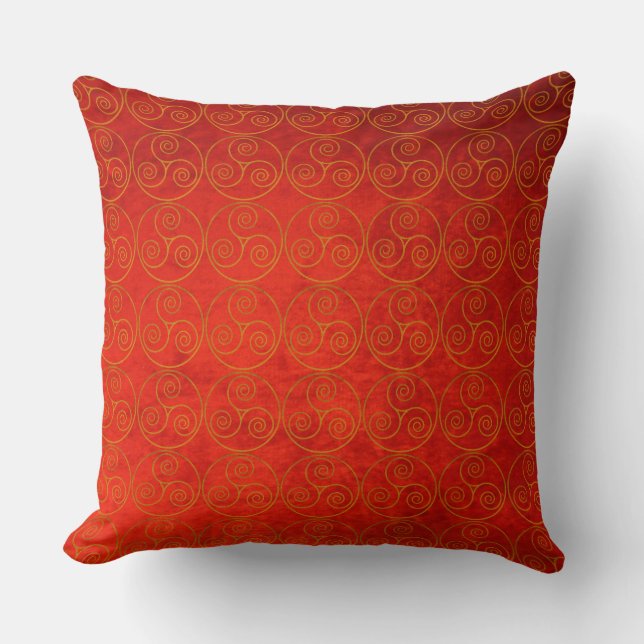 Celtic Icon On Old Red Velvet Effect Background Cushion (Front)