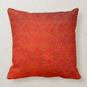 Celtic Icon On Old Red Velvet Effect Background Cushion