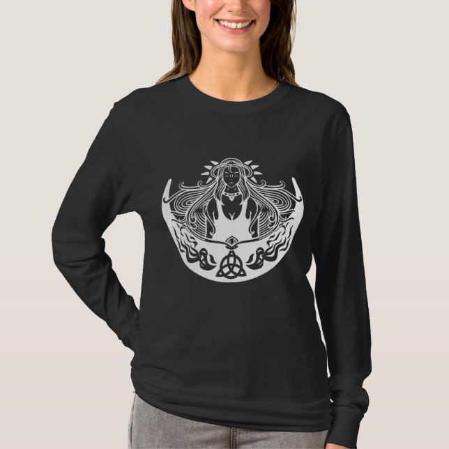 Celtic Imbolc Celestial Goddess Fire Moon T-Shirt (Front)