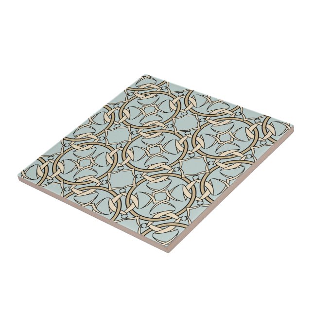 Celtic Inspired Interlocking Graphic Cream Black Ceramic Tile (Side)