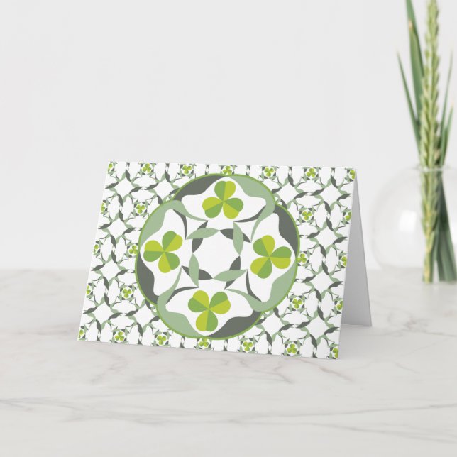 Celtic Inspired Shamrock Pattern St. Patrick’s Day Card (Front)