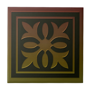 Celtic Inspired Tile # 2 in bronze and green tones