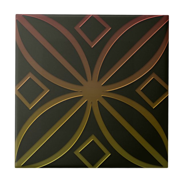 Celtic Inspired Tile # 4 in bronze and green tones (Front)