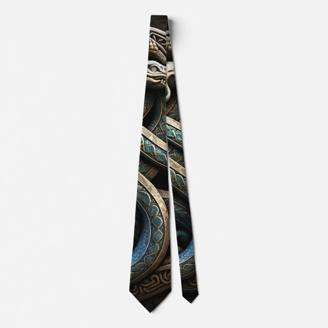 Celtic Intertwined Snakes Ornament Tie (Front)