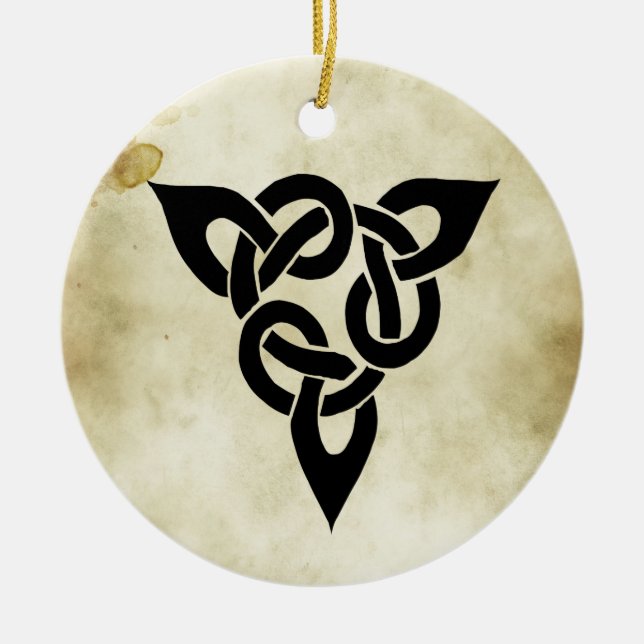 celtic irish sacred symbols ceramic tree decoration (Front)