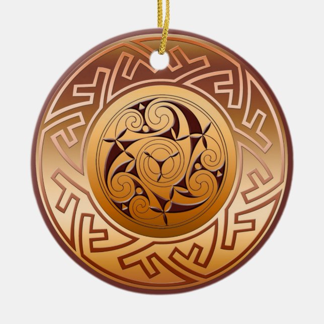 Celtic Key and Spiral Christmas Ornament (Front)