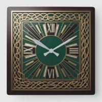 Celtic Knot Art Deco Luxury Green and Gold Roman