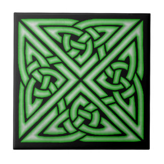 Celtic Knot Art Design in Green Tile