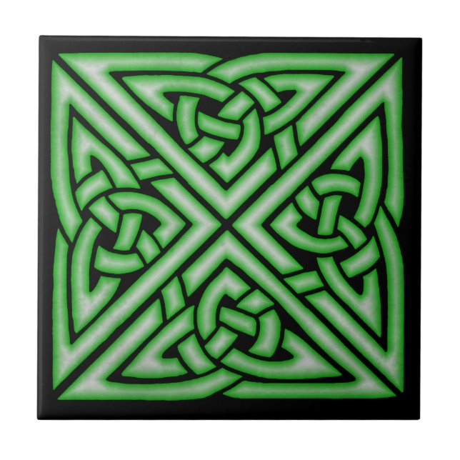 Celtic Knot Art Design  in Green Tile (Front)