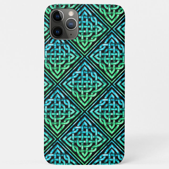 Celtic Knot - Blue Green Black iPhone 11 Max Case (Back)